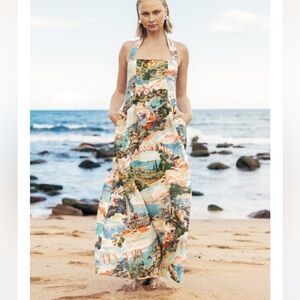 NWT White Closet elements scenic “Va l’Italia” print halter maxi - S